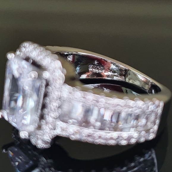 New Large Silver Rectangle Diamond Ring - Picture 5 of 5